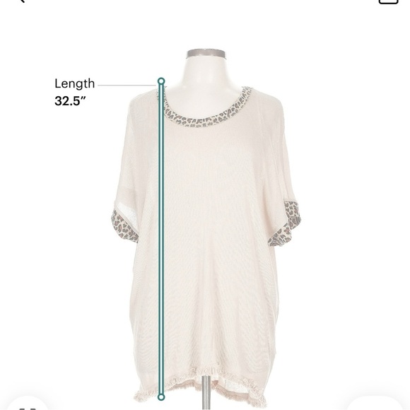 Umgee Cream Tunic with Leopard Trim - Picture 4 of 5
